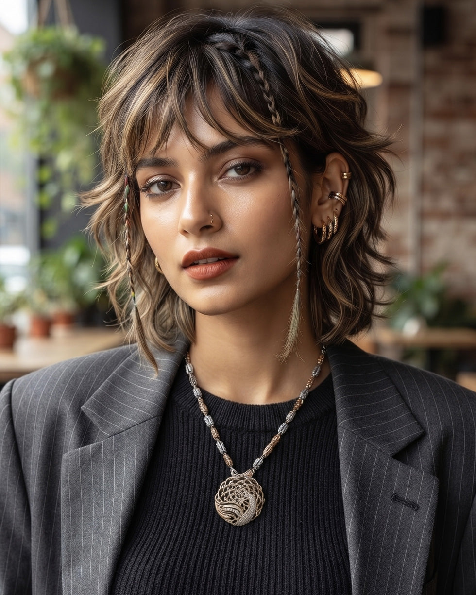 Dual-Tone Filigree Peacock Medallion Statement Mala
