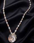 Dual-Tone Filigree Peacock Medallion Statement Mala