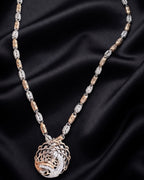 Dual-Tone Filigree Peacock Medallion Statement Mala