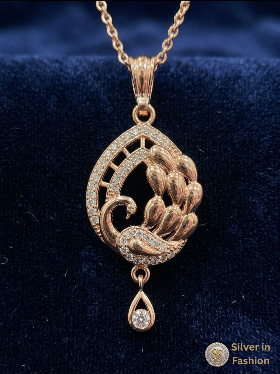 Rodium Ear Ring Pendant Set - image 2