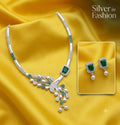 Emerald Green & Silver Necklace Set