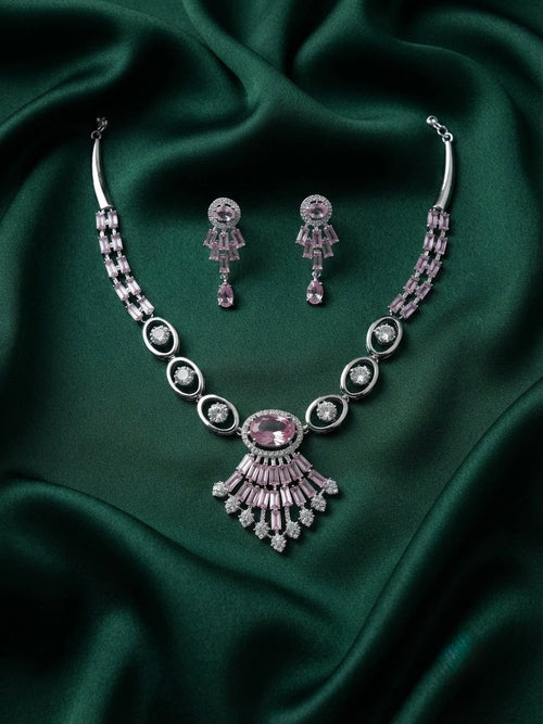 Blush Pink & Silver Necklace Set - image 2