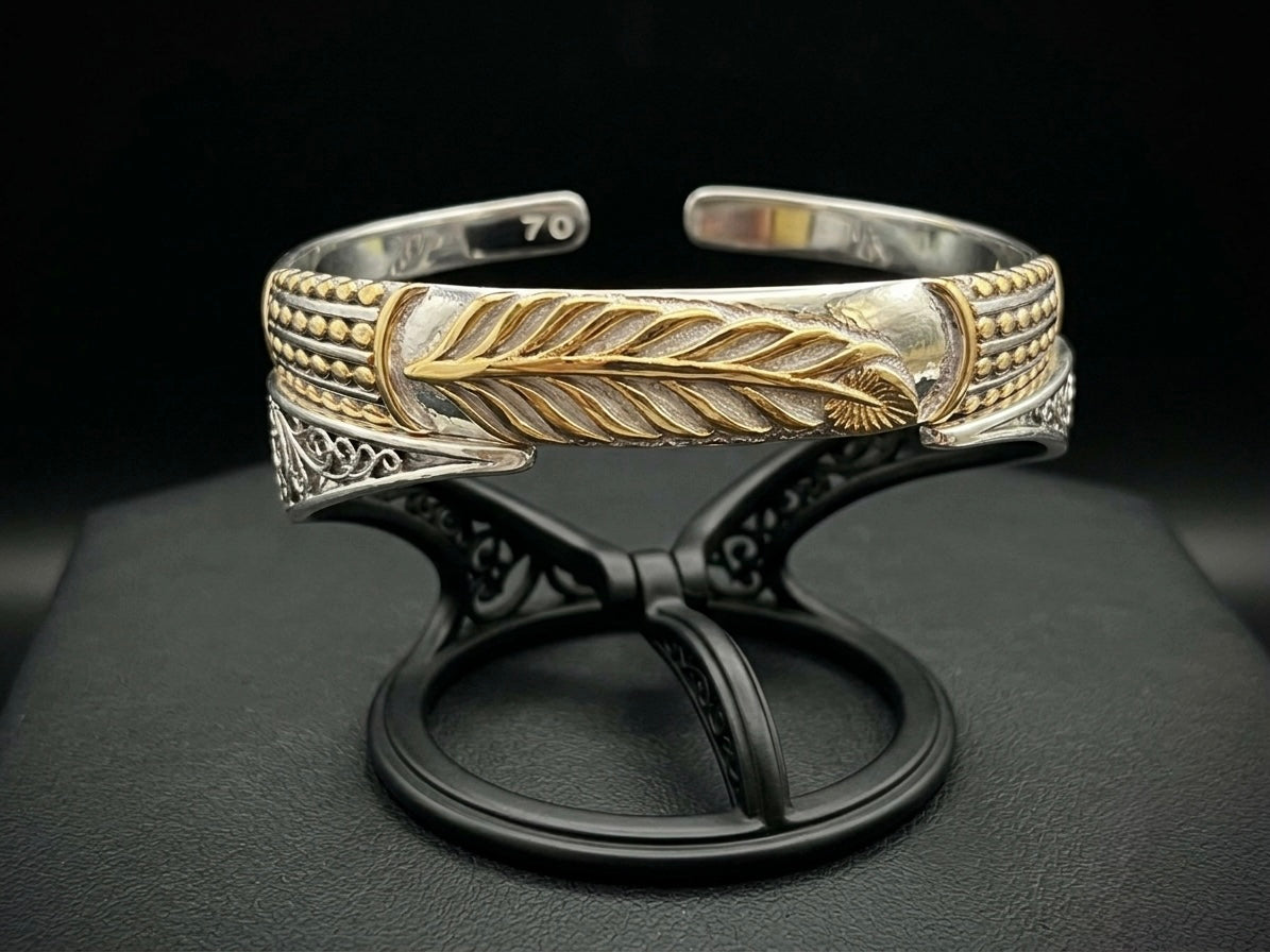 Gold & Silver Feather Cuff Bracelet