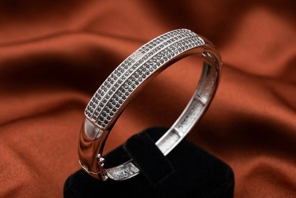 Multi-Row Micro Pavé Hinged Bangle Bracelet - image 4