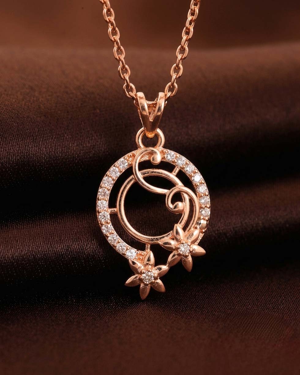 Peacock Blossom Rose Gold Pendant