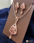 Rodium Triangle Ear Ring Pendant Set