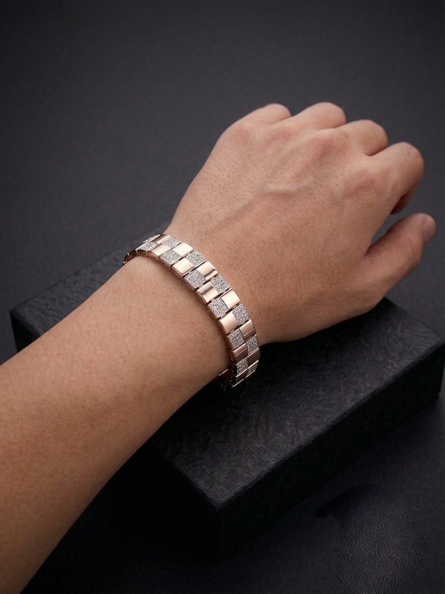 Rose Gold Checkerboard Link Bracelet - image 2