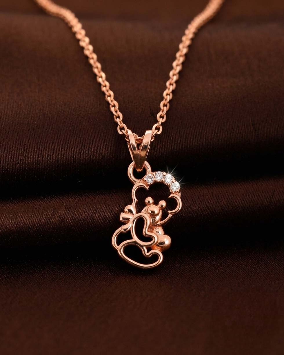 Rose Gold Heart Teddy Bear Pendant - image 3