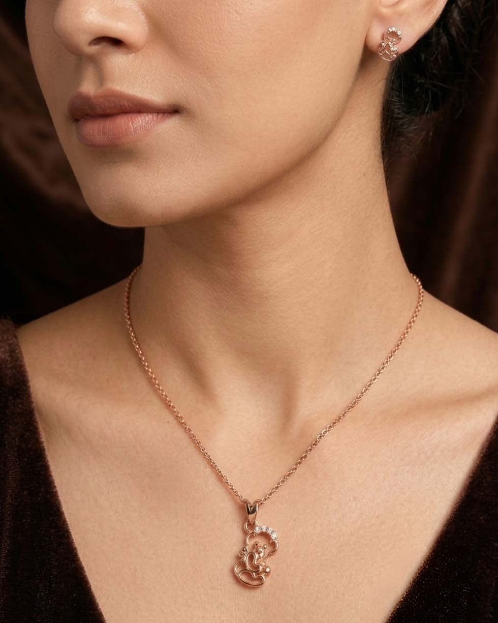 Rose Gold Heart Teddy Bear Pendant - image 2