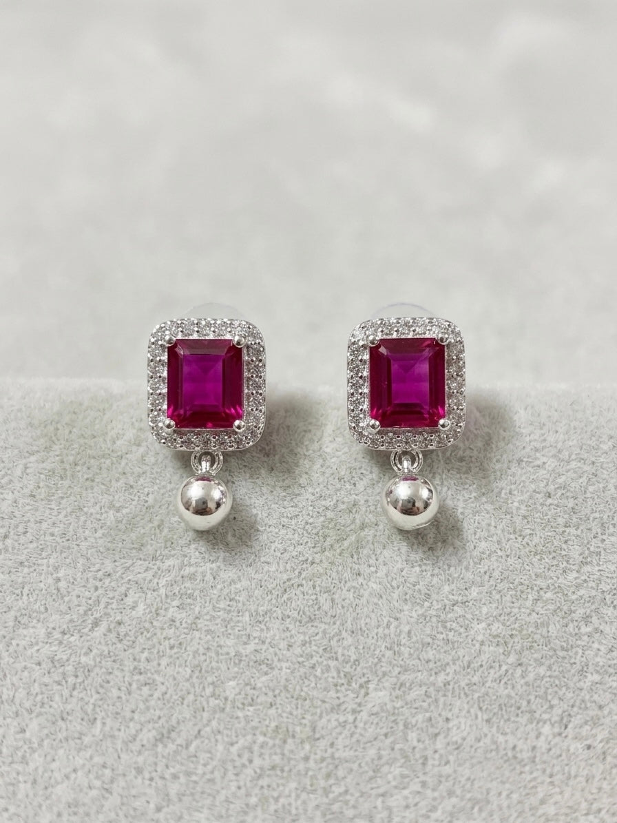 Ruby Pink & Silver Statement Necklace Set - image 3