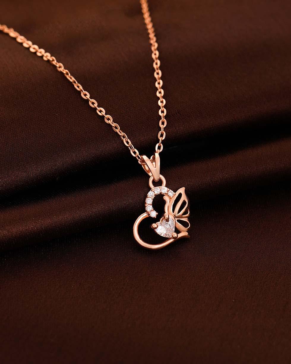 Silver Angel Wing Heart Pendant