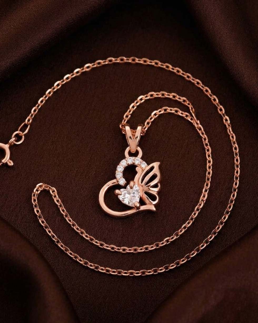 Silver Angel Wing Heart Pendant - image 2