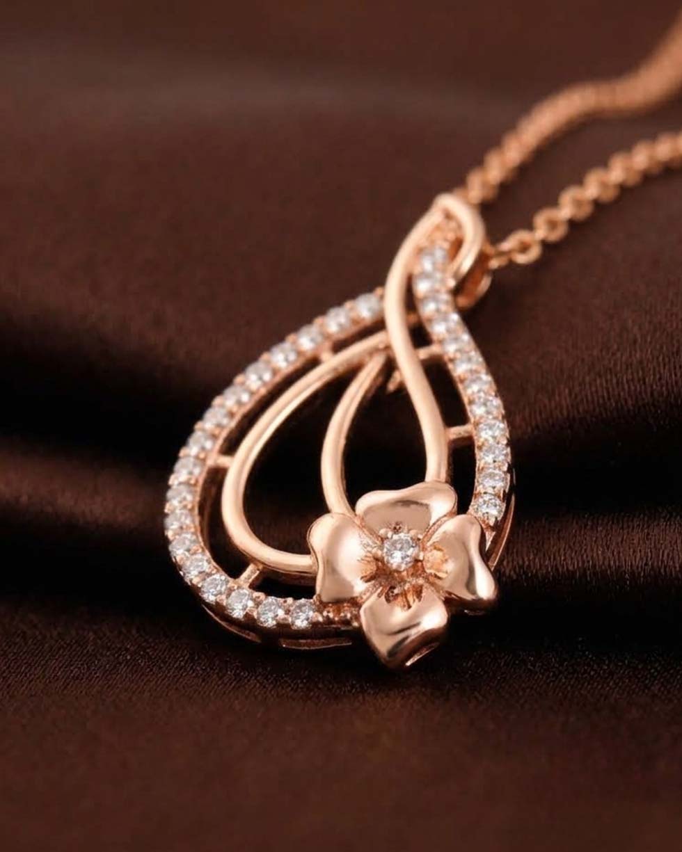 Silver Floral Drop Pendant - image 3