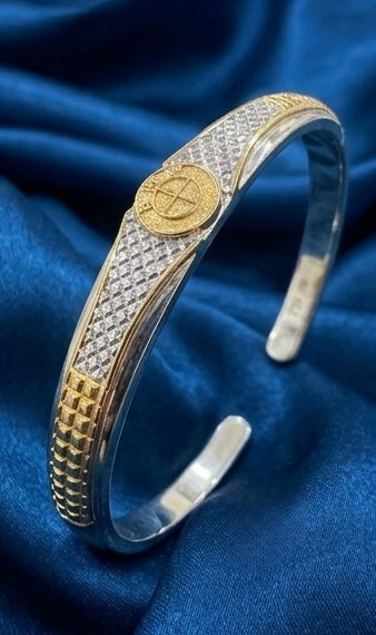 Silver Luxury Open Kada / Cuff Bracelet