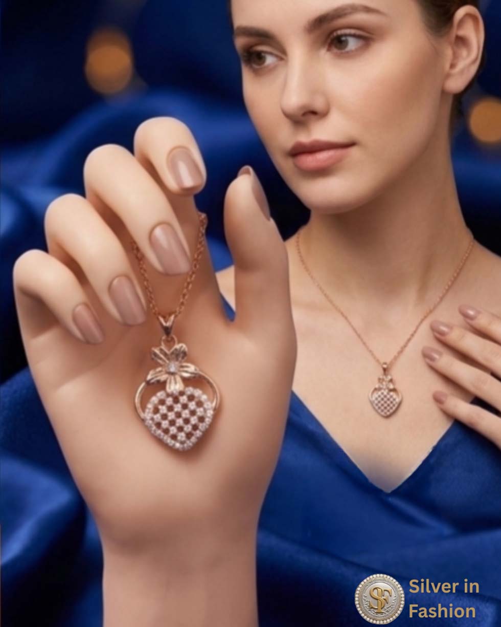 Silver Mesh Heart Pendant - image 2