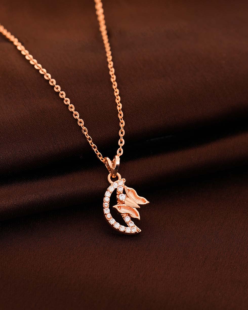 Silver Moon Butterfly Pendant