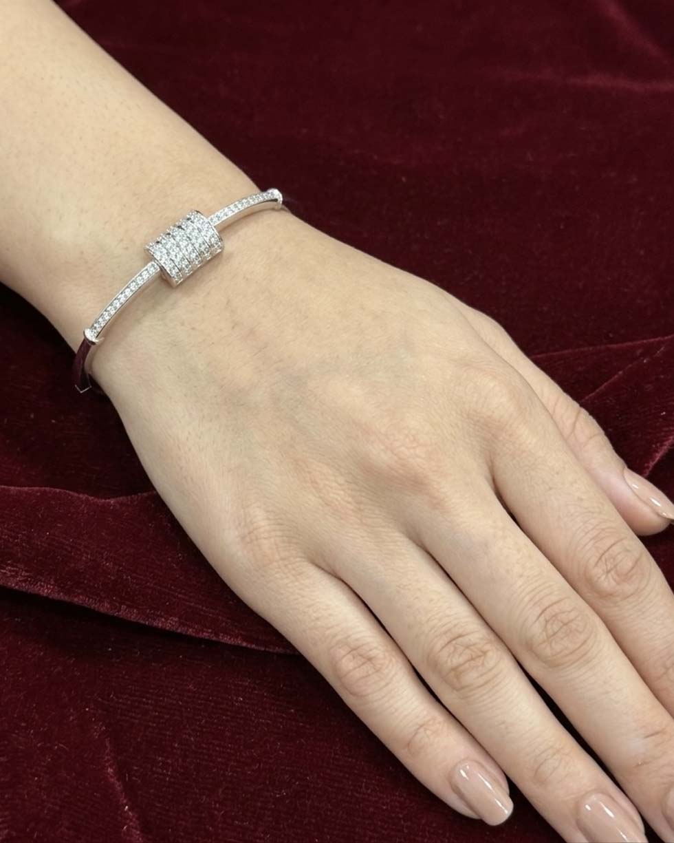 Silver Roller Pavé Bangles - image 2