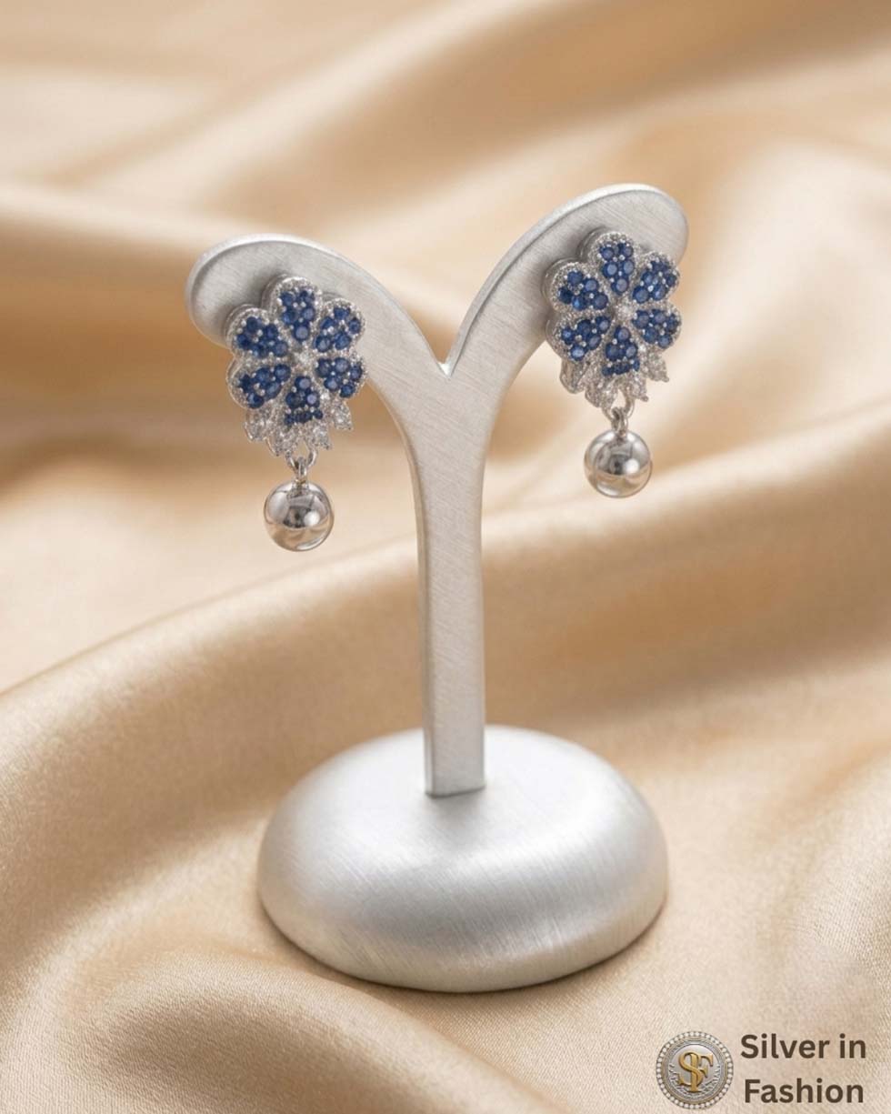 Silver Royal Blue Bridal Necklace Set - image 4