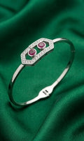 Silver Ruby Stone Bangle Bracelet