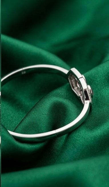 Silver Ruby Stone Bangle Bracelet - image 2