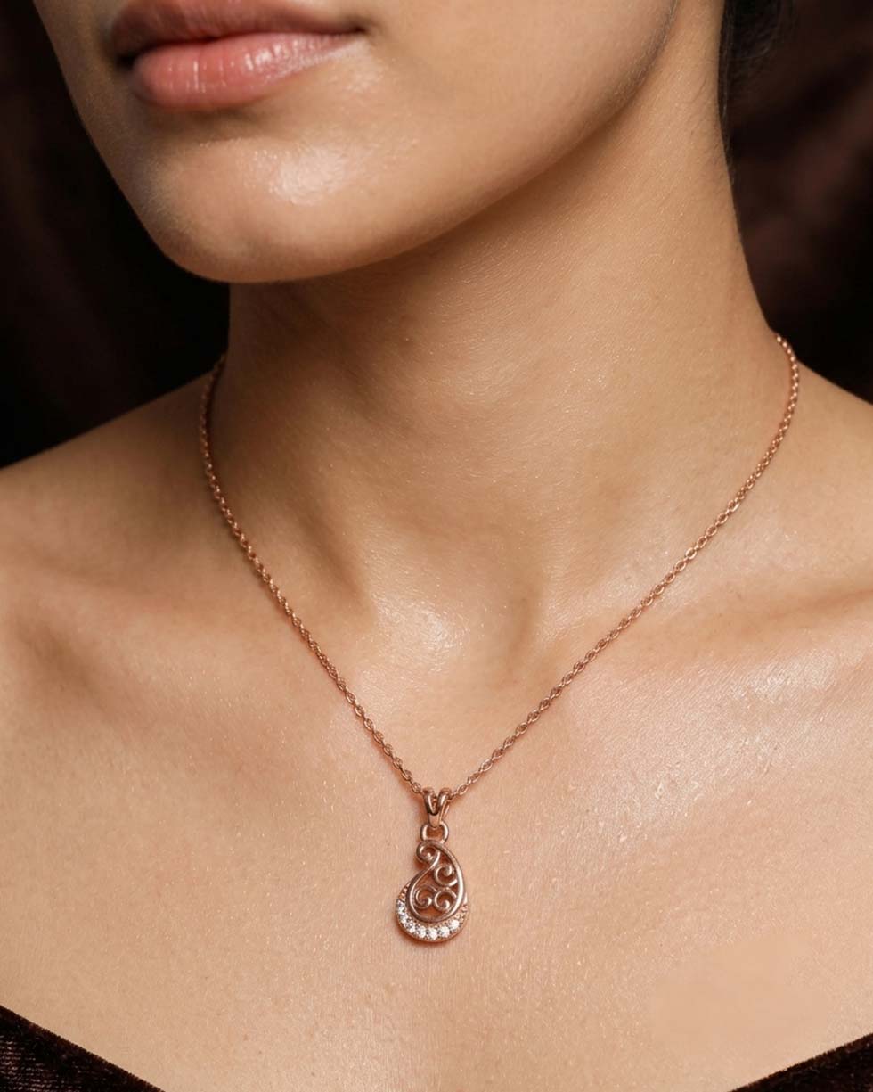 Silver Spiral Leaf Pendant - image 3