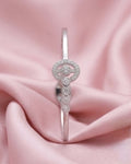 Solitaire Halo Pavé Cuff Bracelet