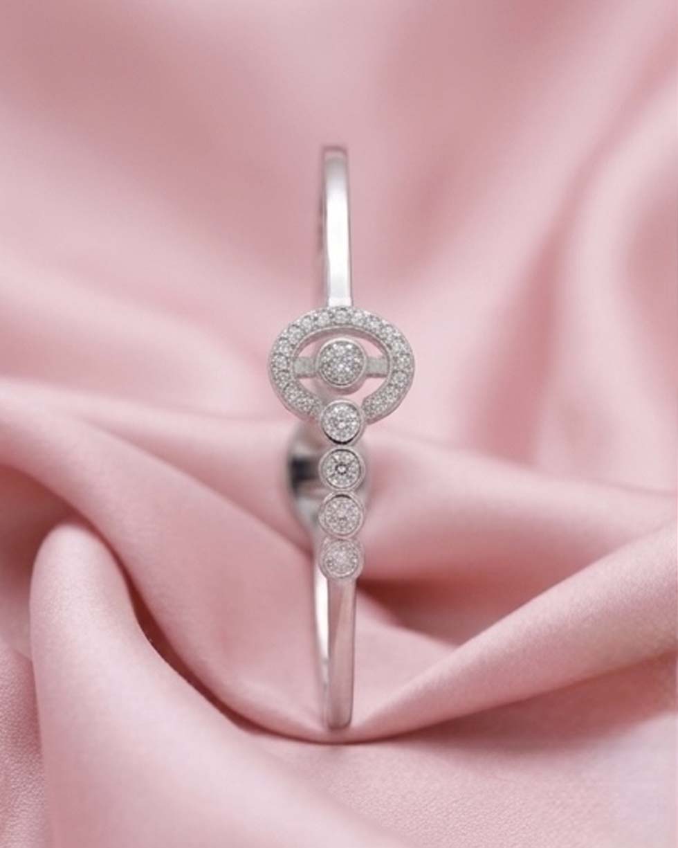 Solitaire Halo Pavé Cuff Bracelet