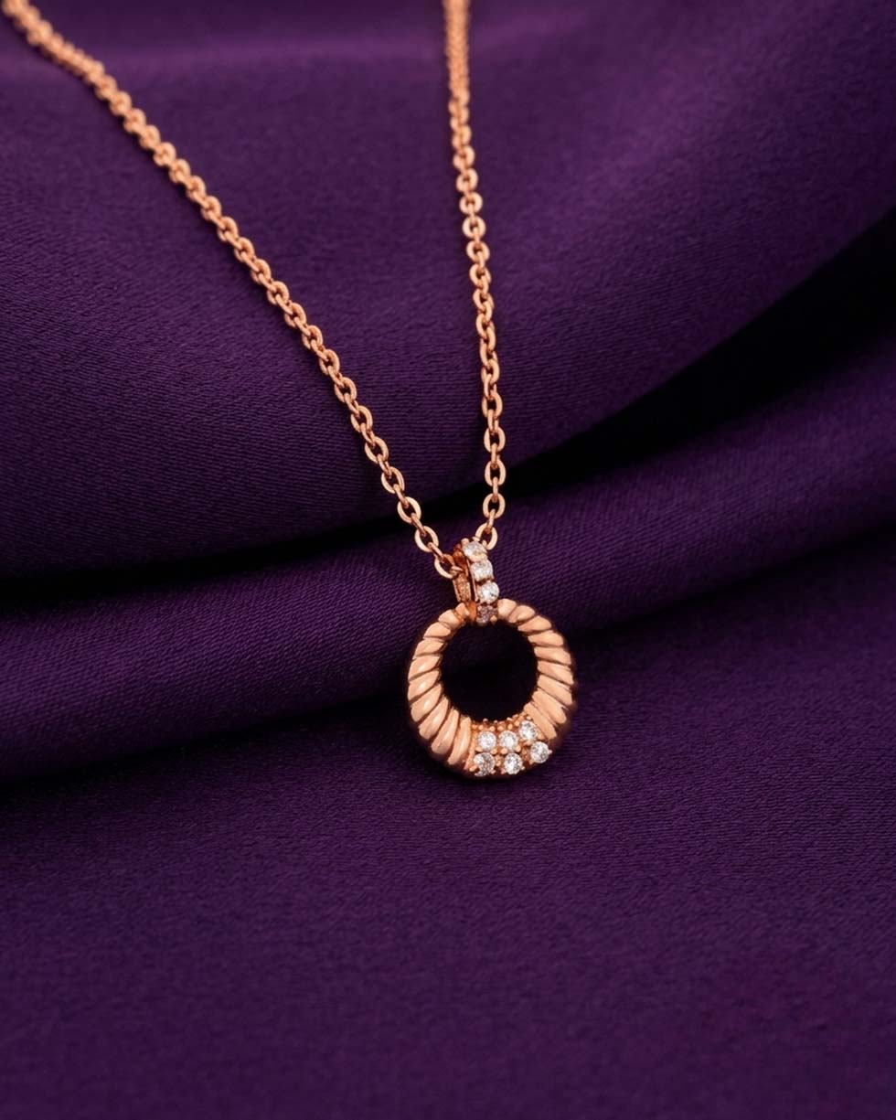 Textured Circle Neck Pendant Chain - image 2
